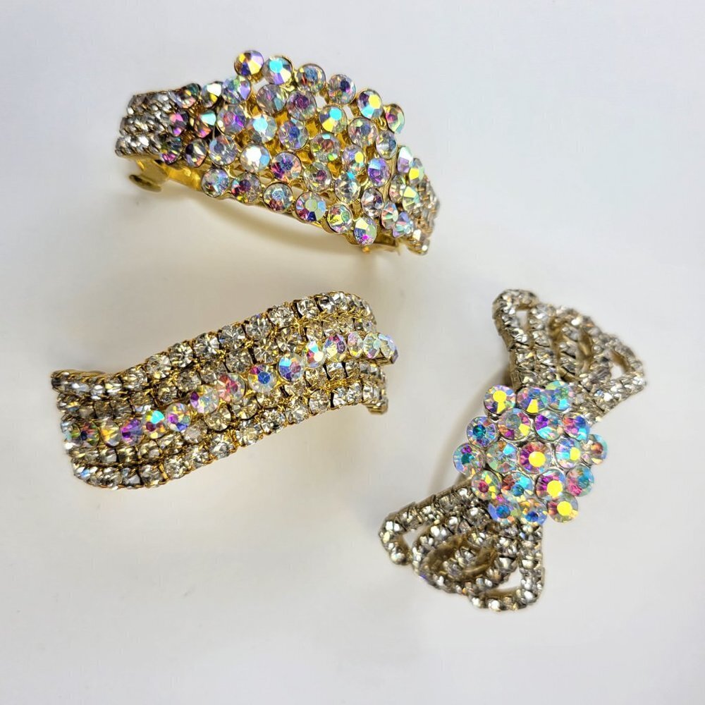 Crystal Hair Clips Hair Accessories Sparkling Silver Hair Accessory - Set of 3